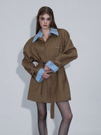 Clashing Stripes Trench Coat