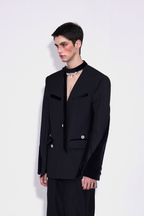 Stripe  Patchwork Lapel Suit
