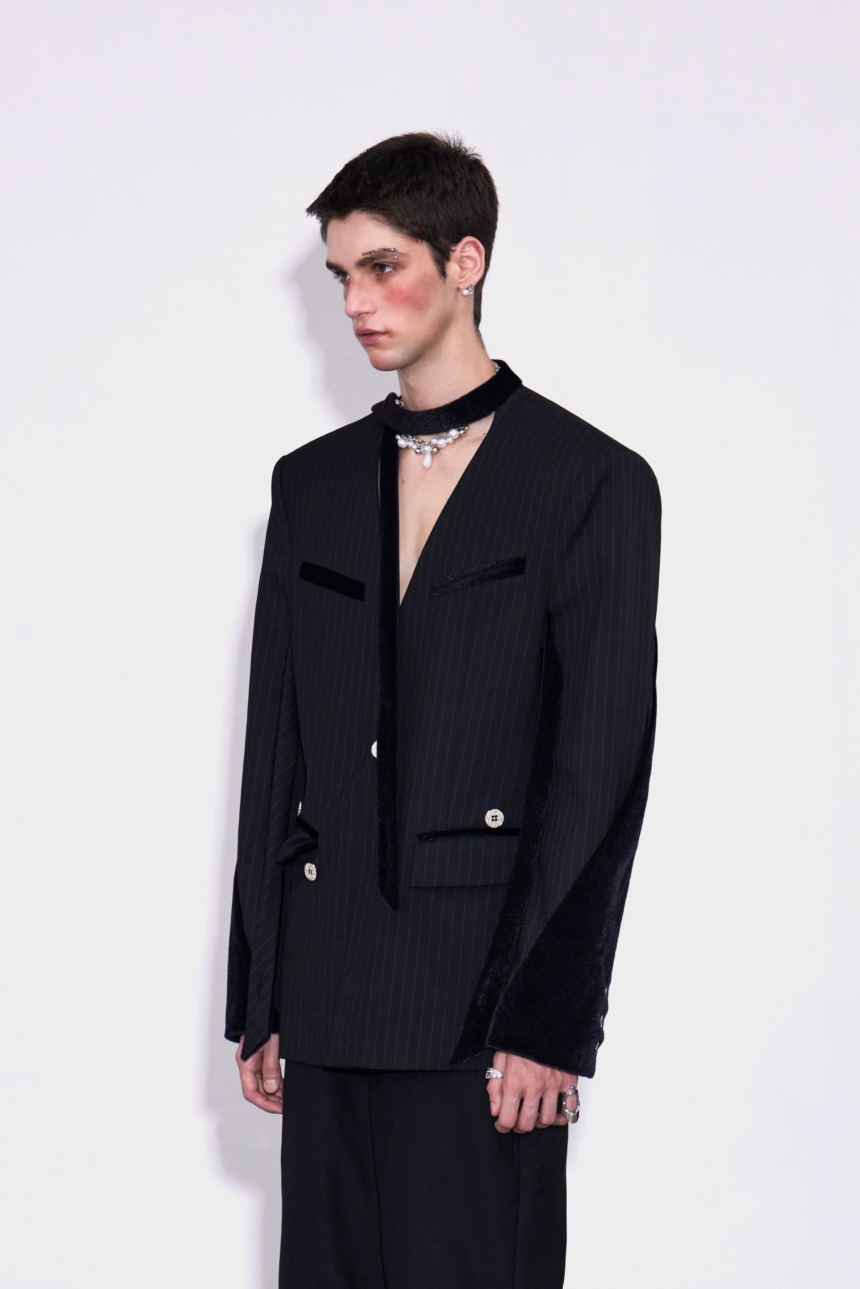 Stripe  Patchwork Lapel Suit