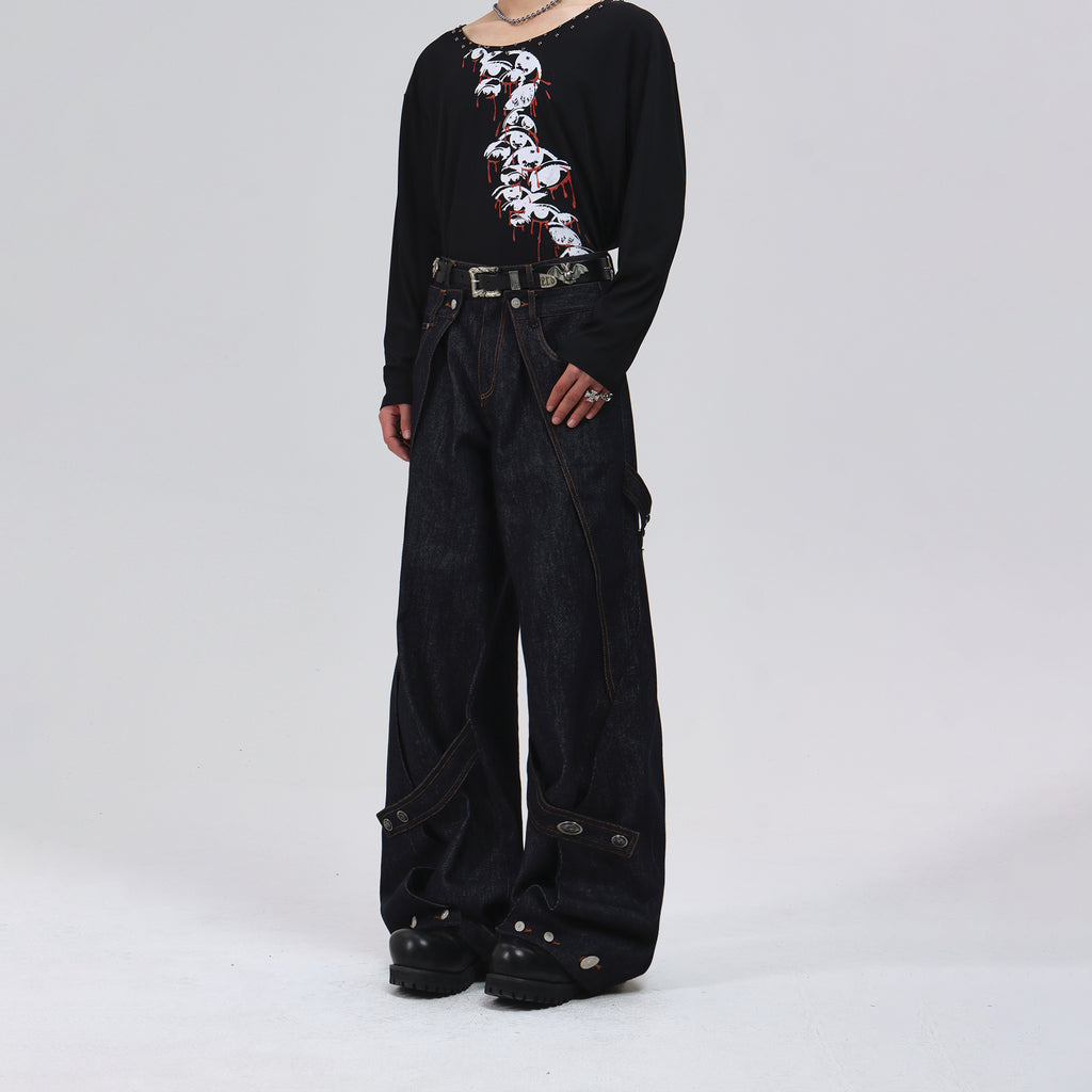 Deconstructed Wide-leg Jeans