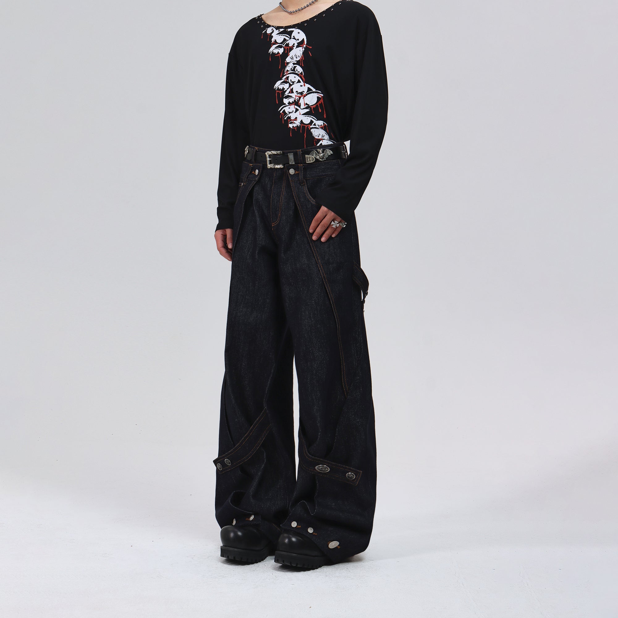 Deconstructed Wide-leg Jeans
