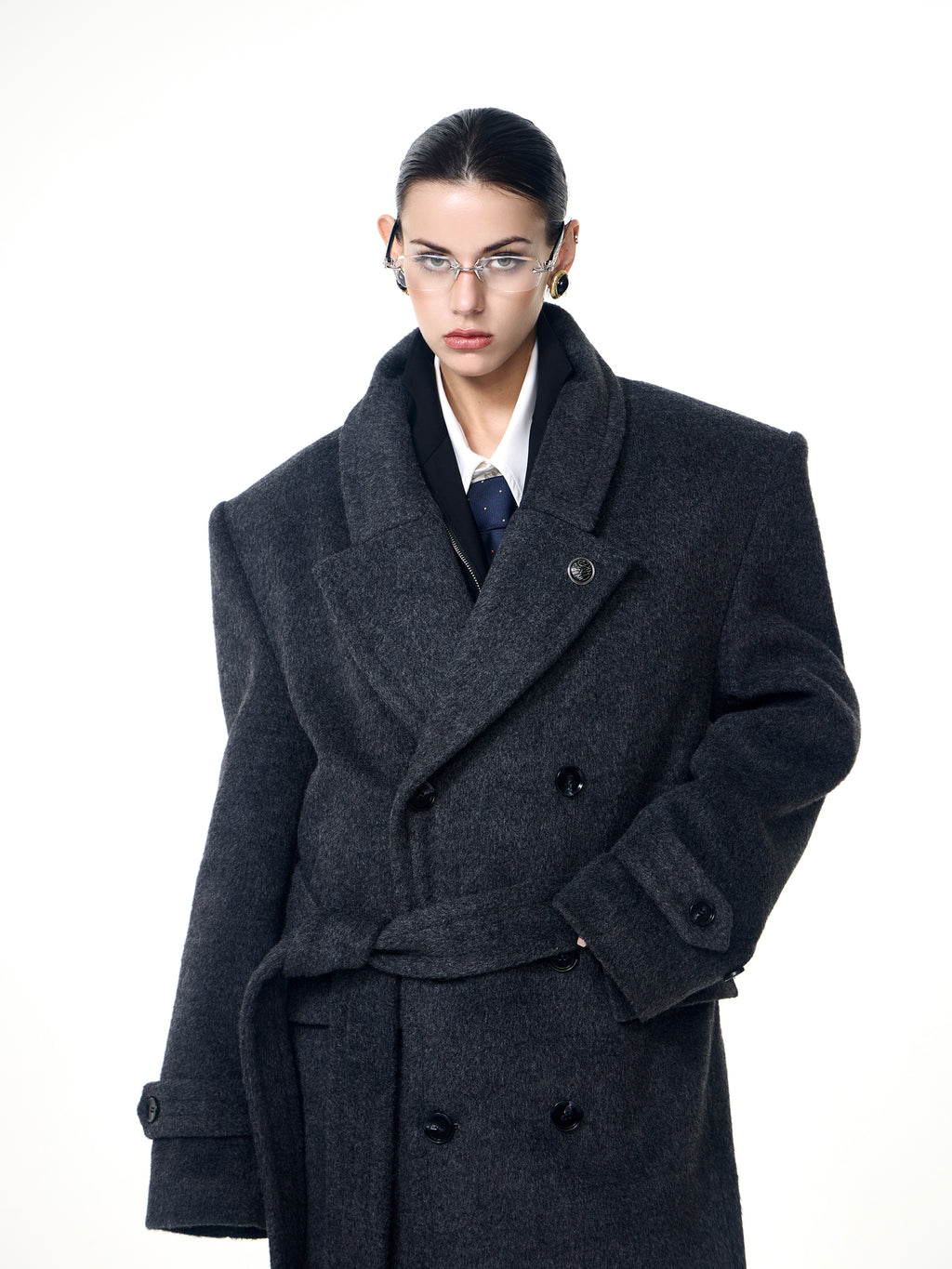 Double-breasted long coat