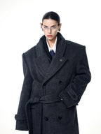 Double-breasted long coat