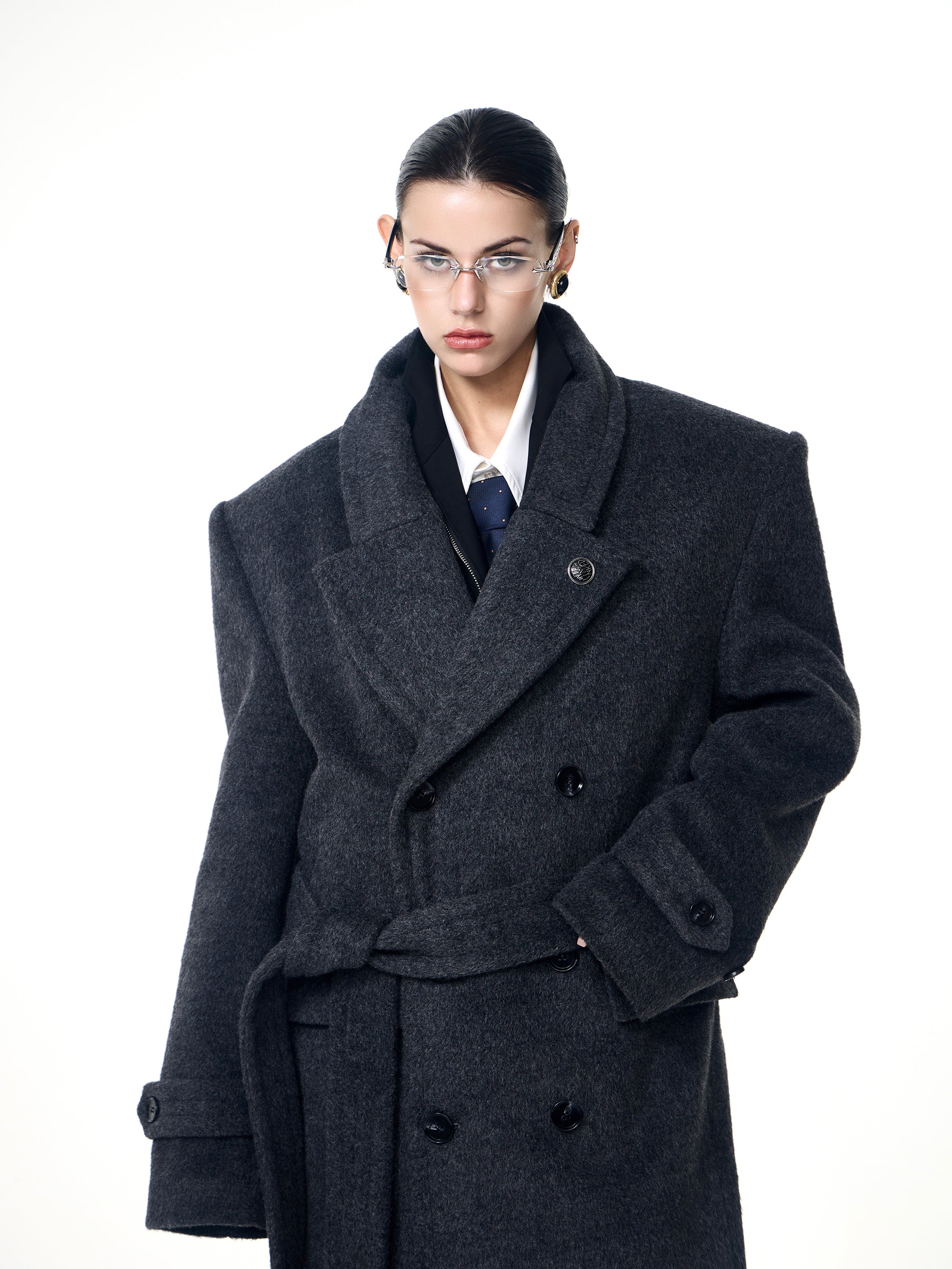 Double-breasted long coat