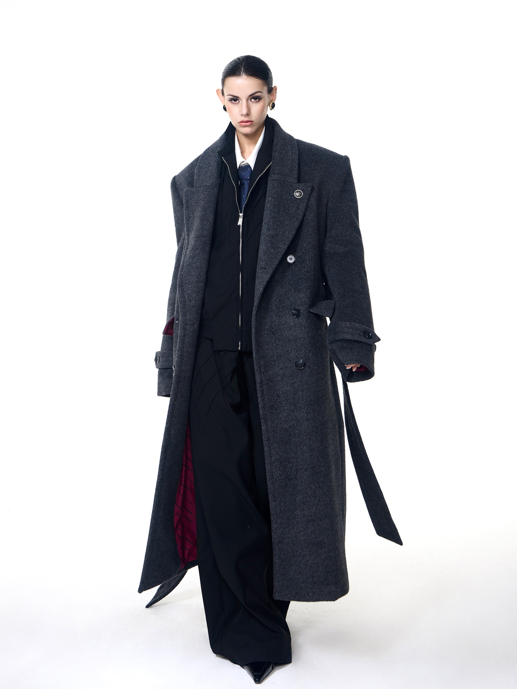 Double-breasted long coat