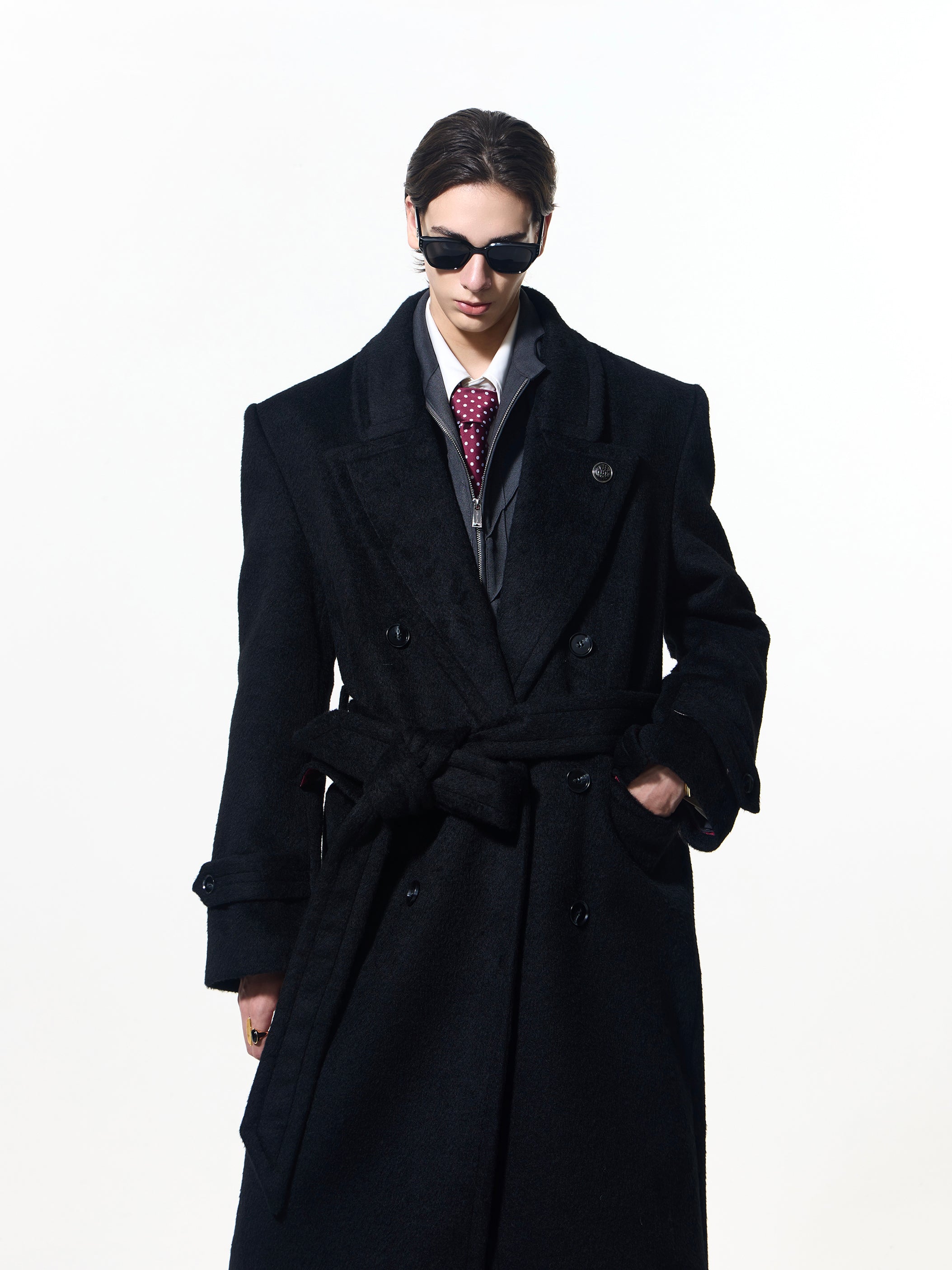 Double-breasted long coat