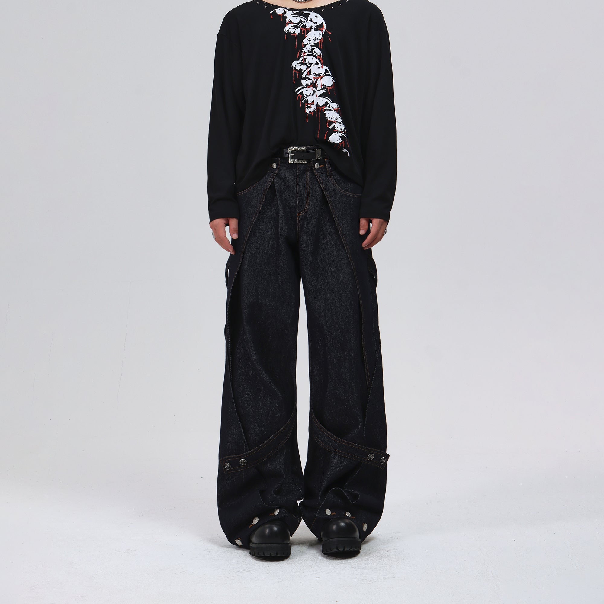 Deconstructed Wide-leg Jeans
