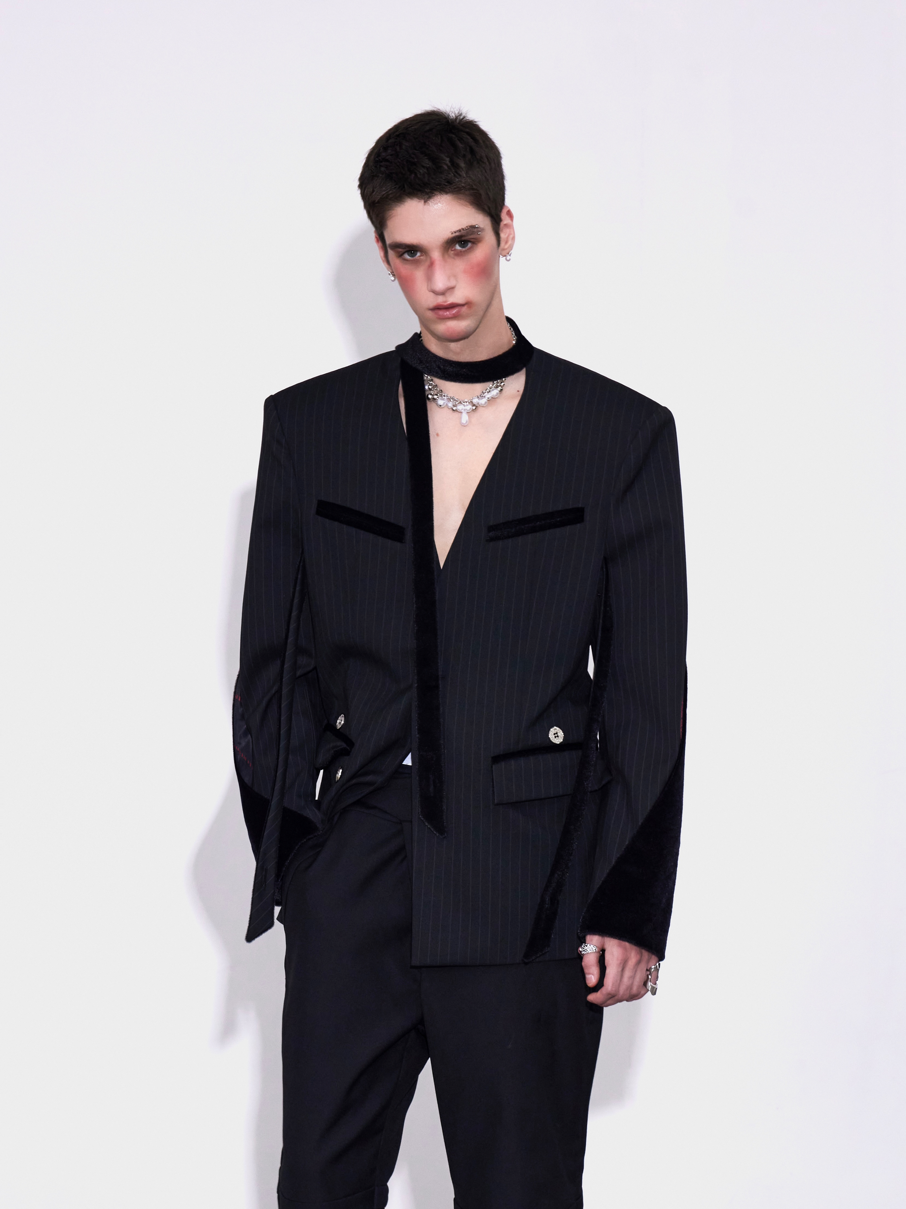 Stripe  Patchwork Lapel Suit