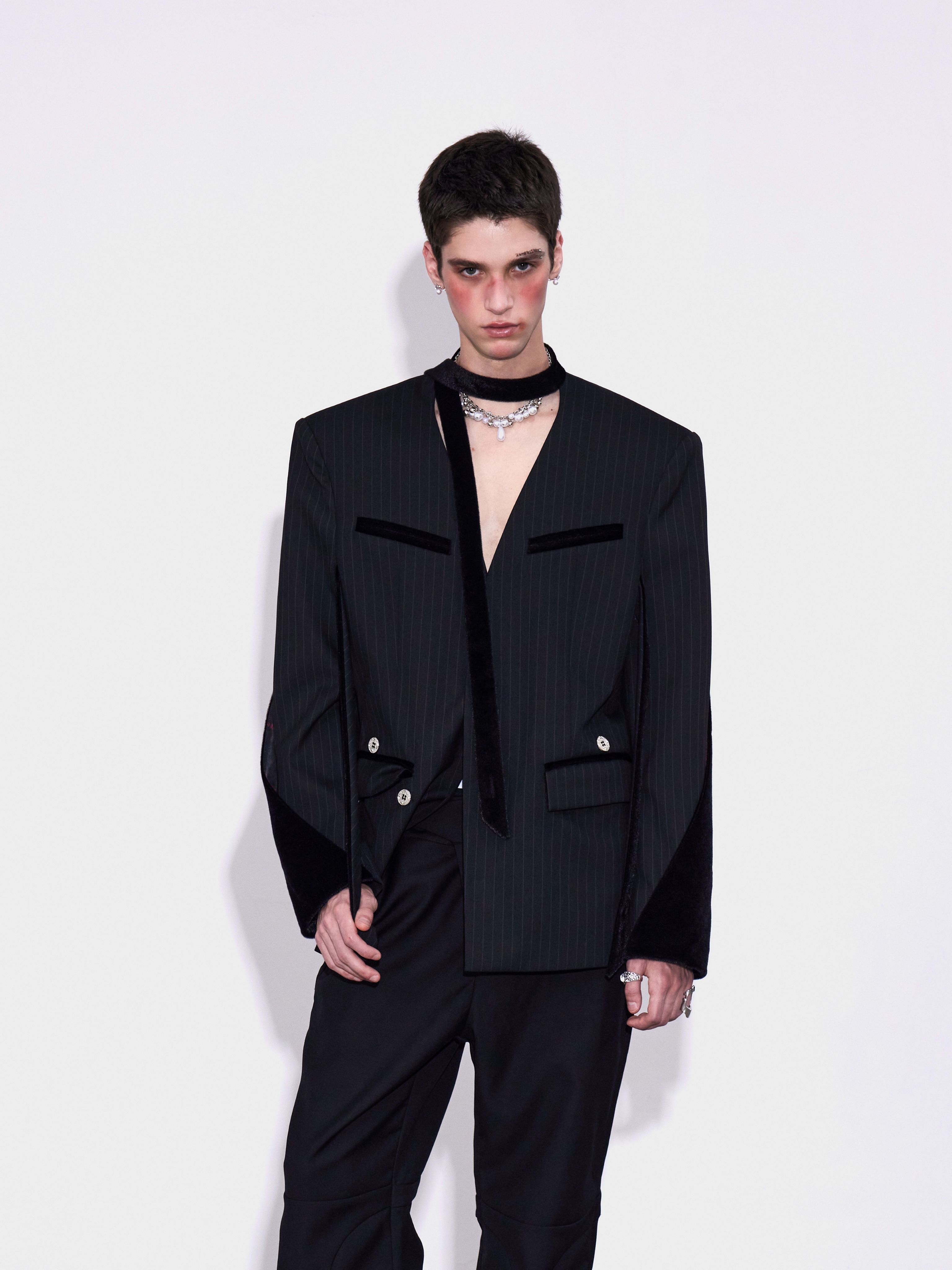 Stripe  Patchwork Lapel Suit