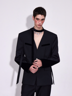 Stripe  Patchwork Lapel Suit