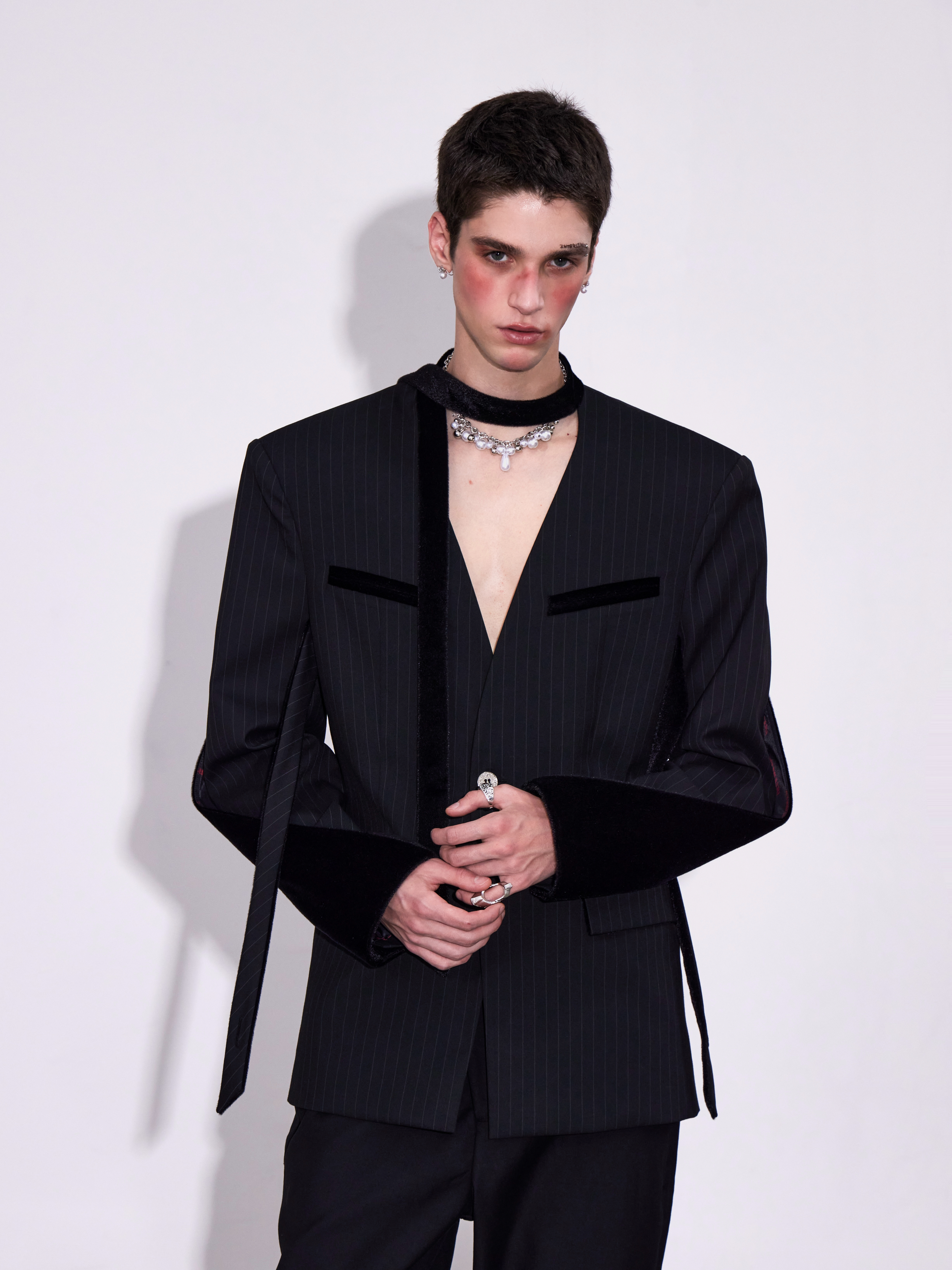 Stripe  Patchwork Lapel Suit