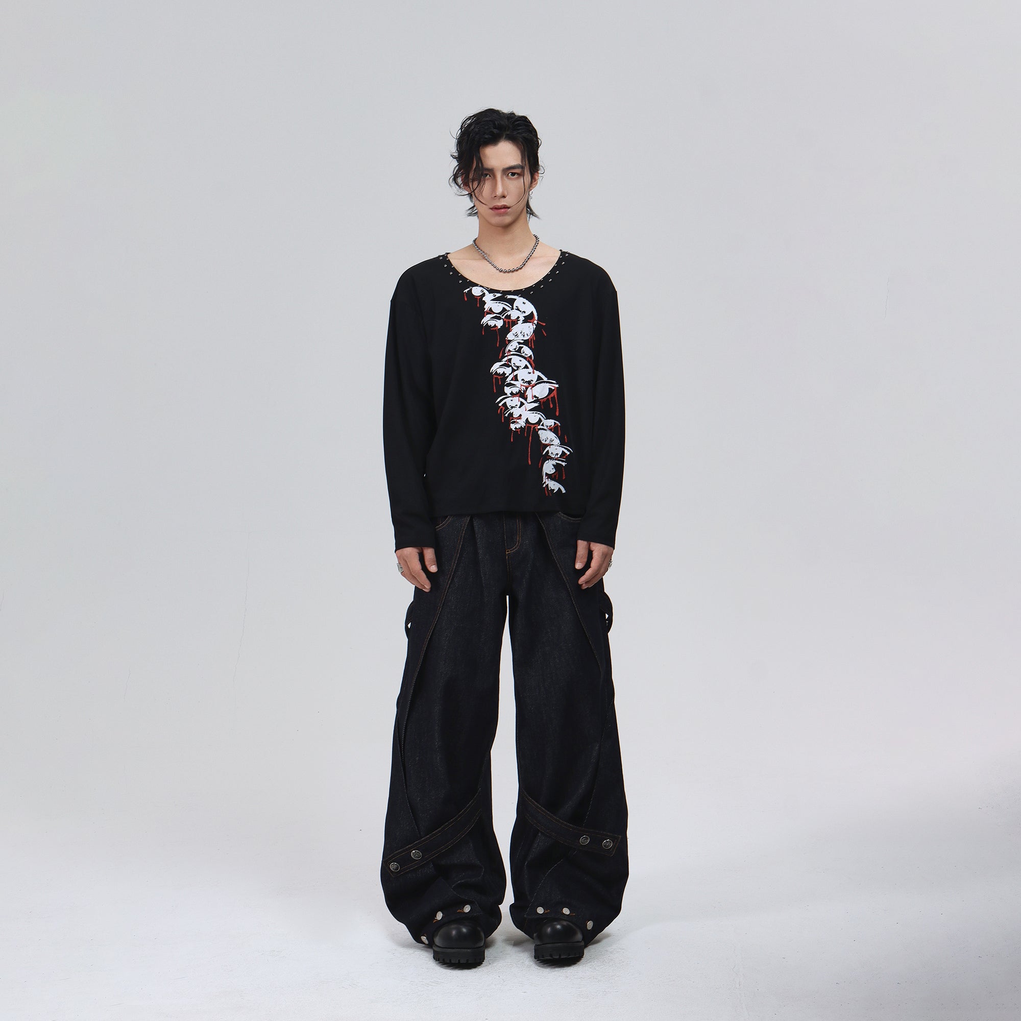 Deconstructed Wide-leg Jeans