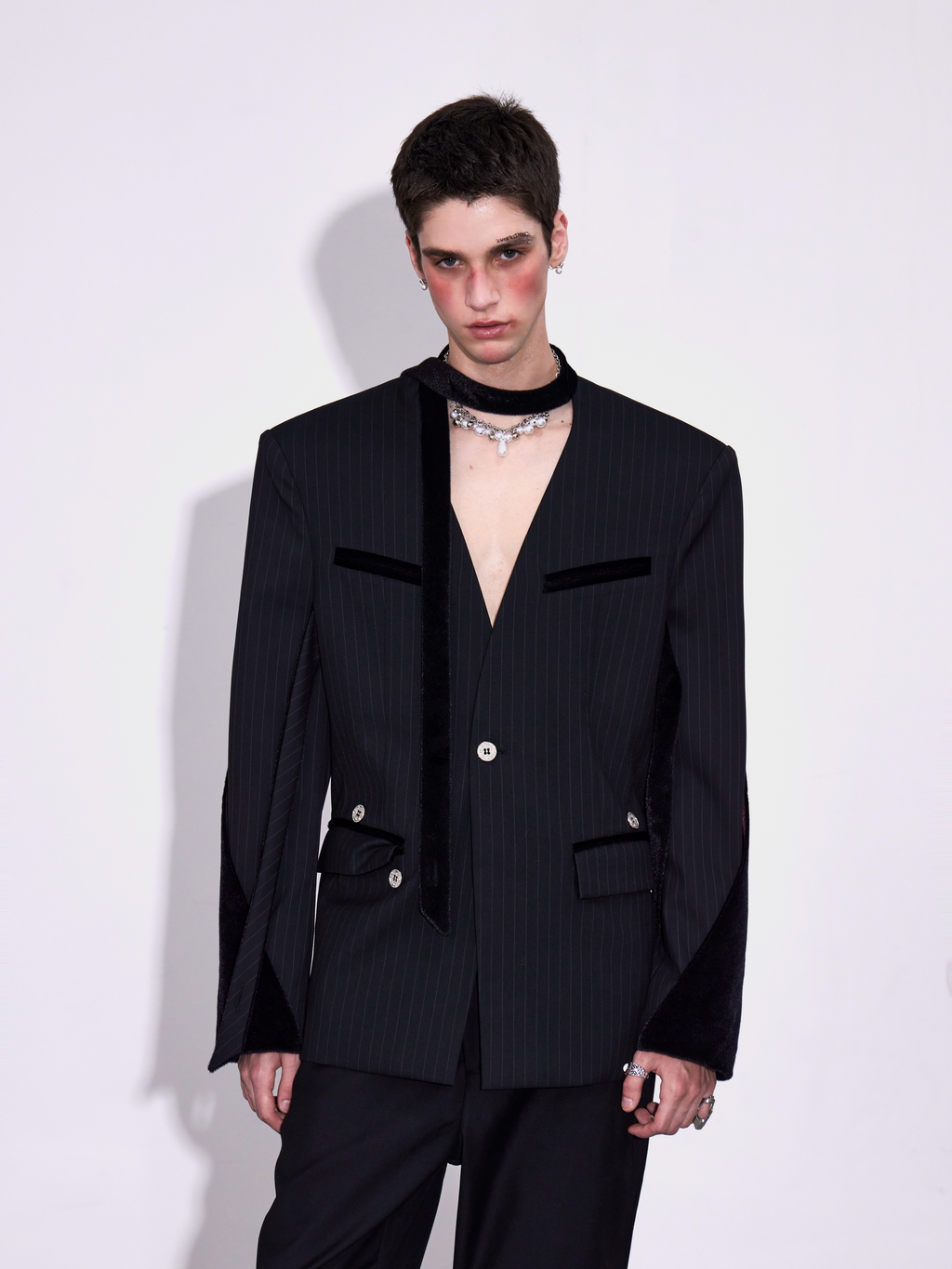 Stripe  Patchwork Lapel Suit