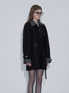 Clashing Stripes Trench Coat