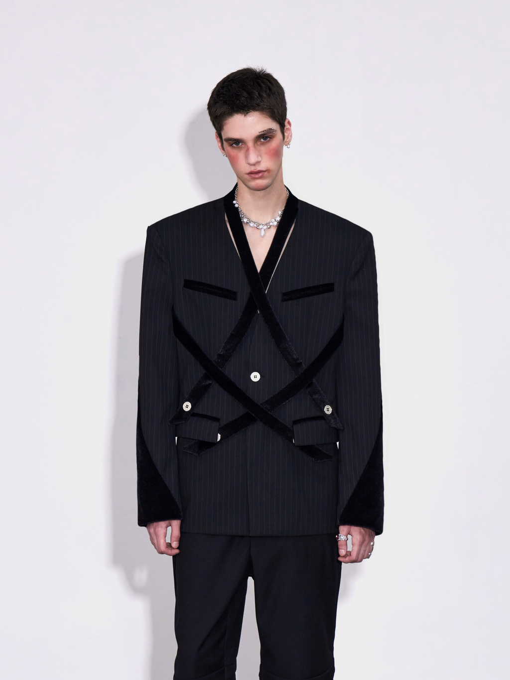 Stripe  Patchwork Lapel Suit