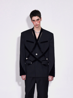 Stripe  Patchwork Lapel Suit