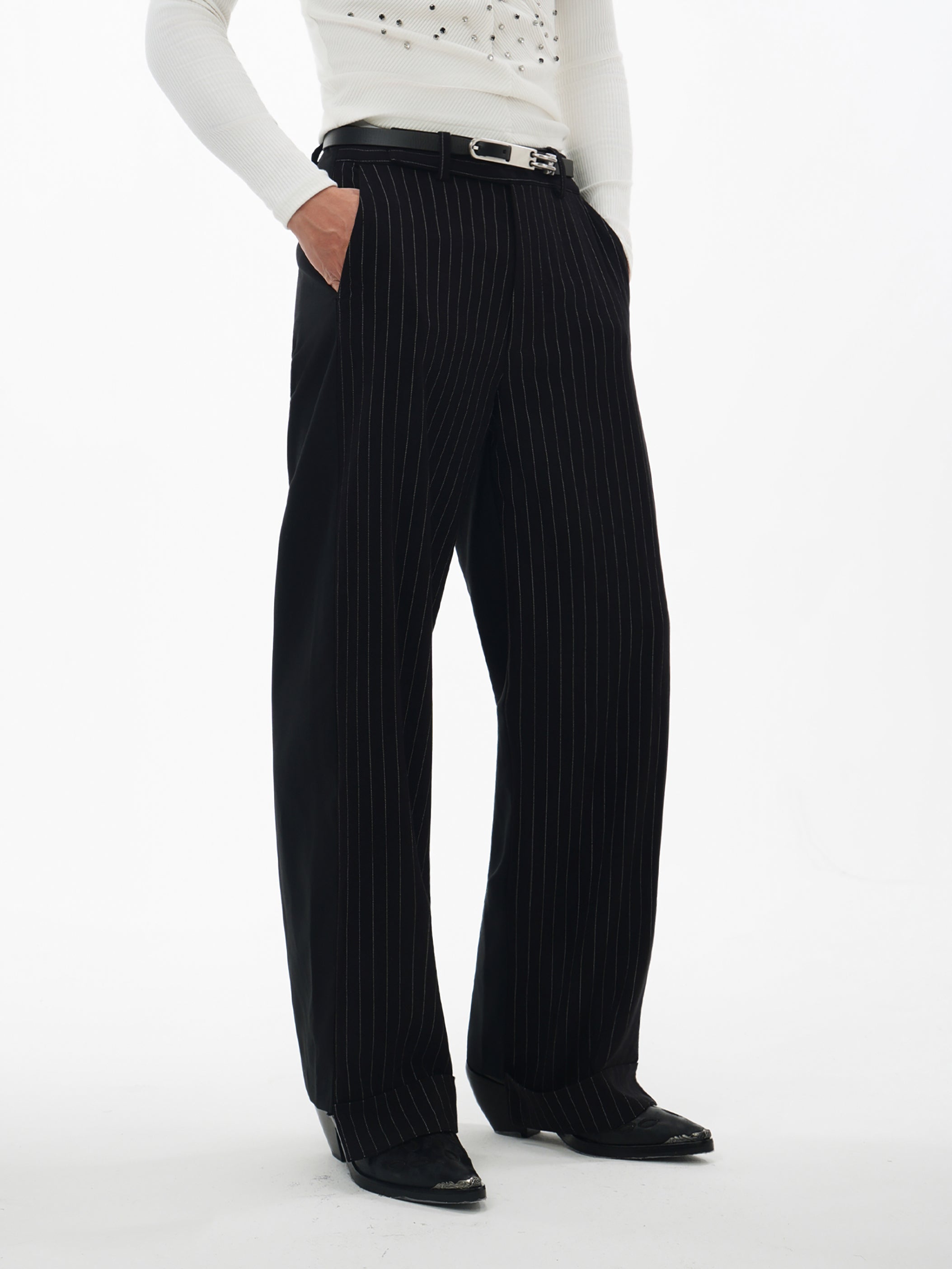 Spliced Stripe Casual Pants