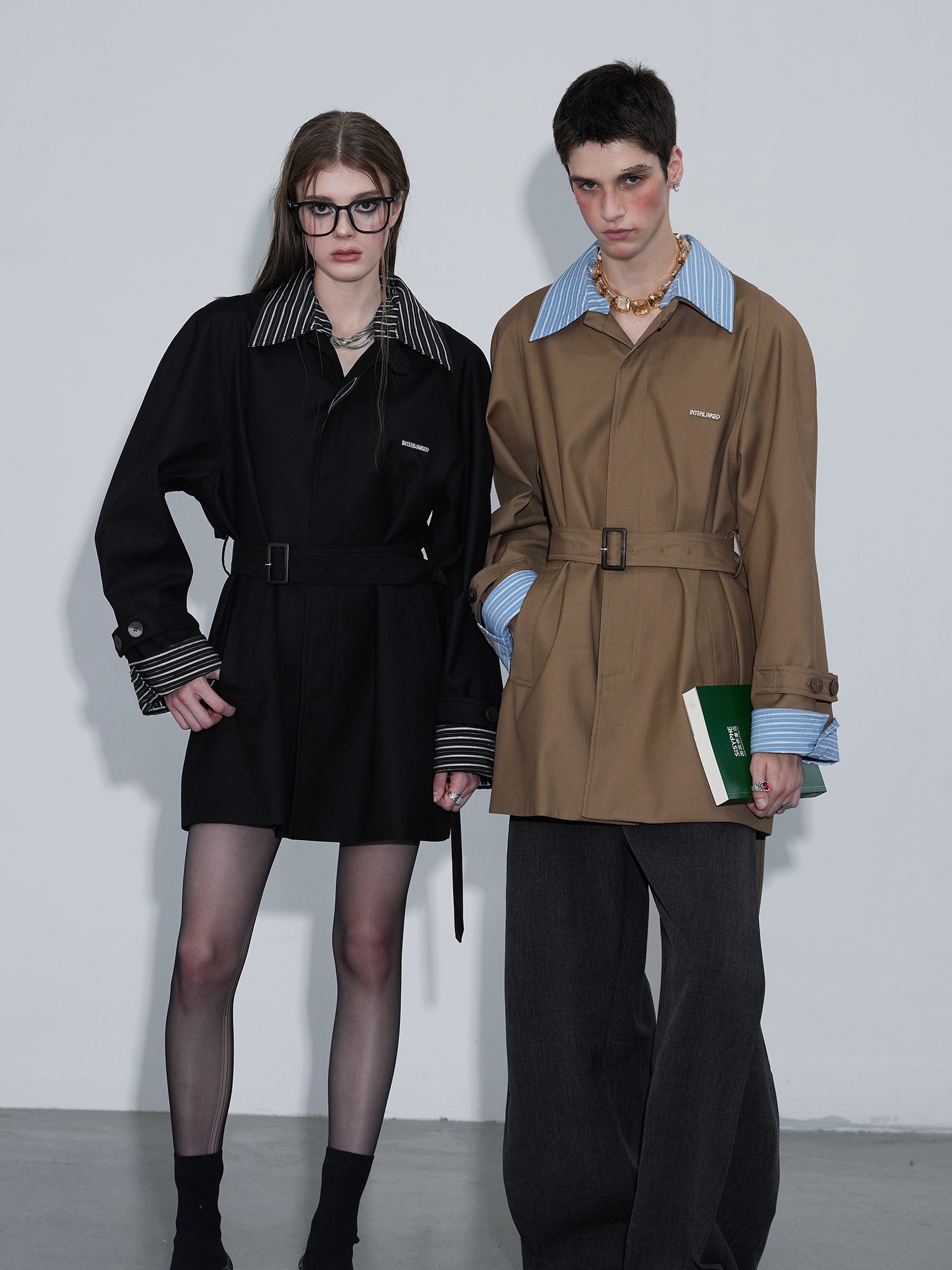 Clashing Stripes Trench Coat