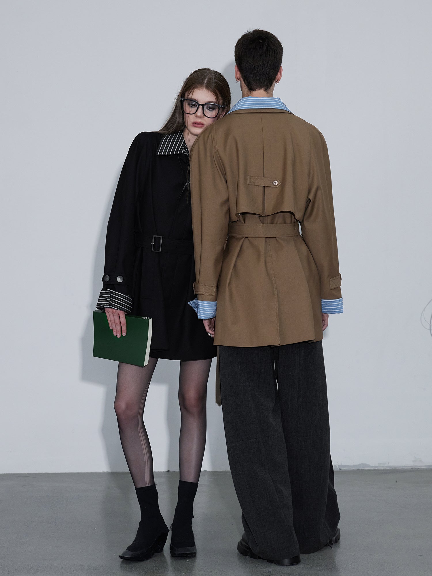Clashing Stripes Trench Coat