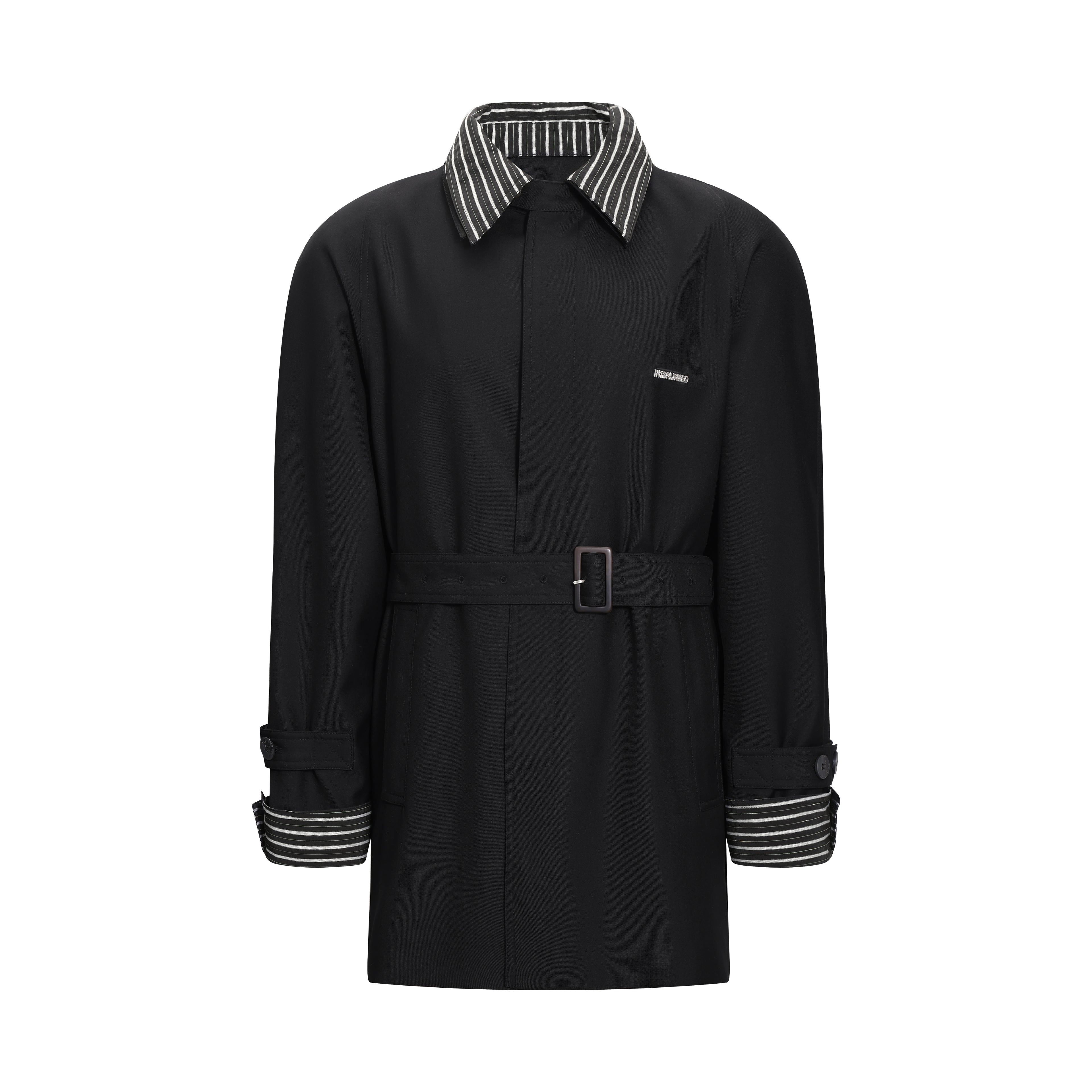 Clashing Stripes Trench Coat