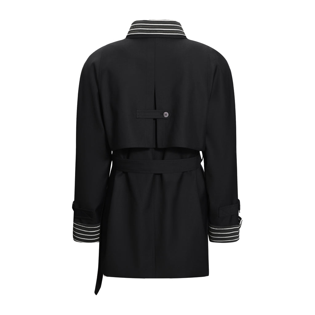 Clashing Stripes Trench Coat