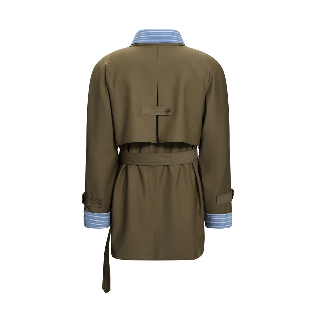Clashing Stripes Trench Coat