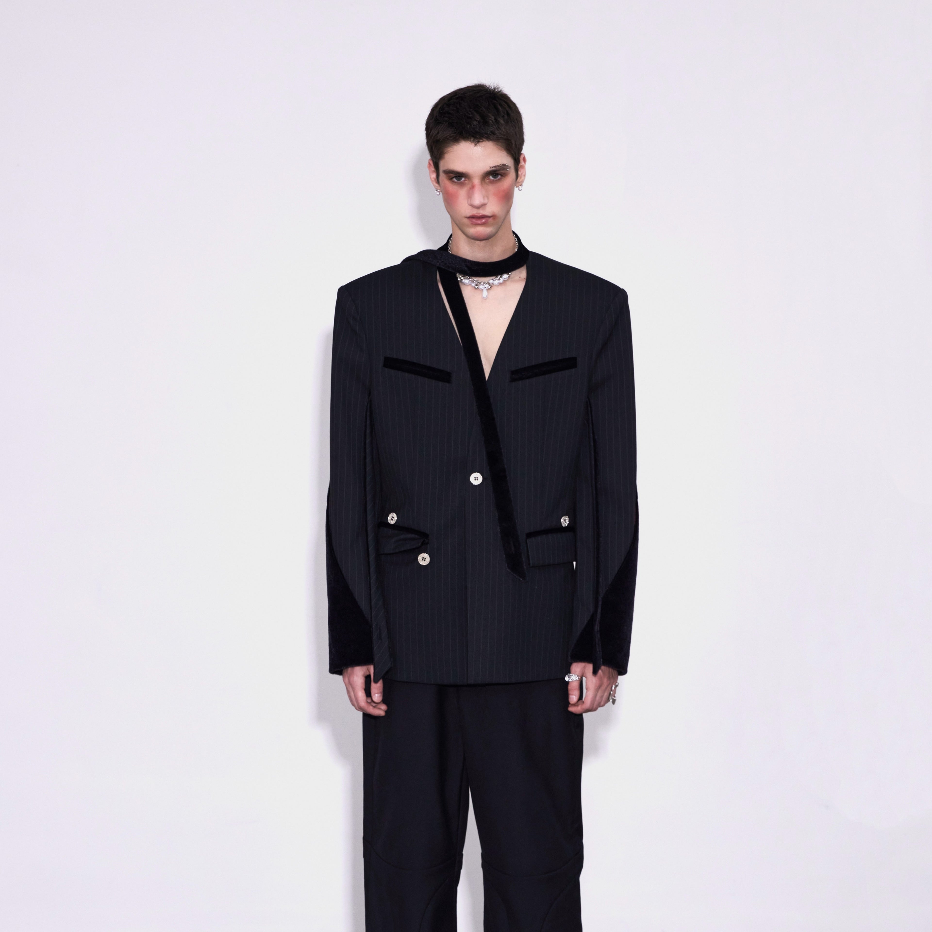 Stripe  Patchwork Lapel Suit